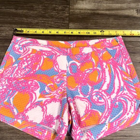 Lilly Pulitzer Adie Shorts 00 Multicolor Side Zip Pockets Textured Flat Front - Picture 4 of 11